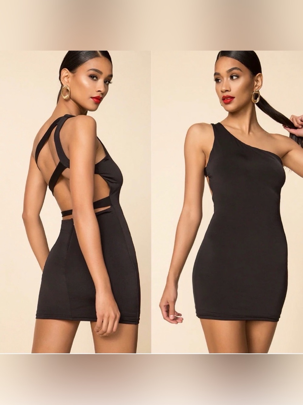 Superdown Davey one shoulder Strappy Black Mini Dress Size Medium